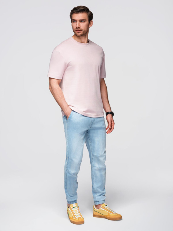 Ombre Clothing Muške traper hlače JOGGERS s pranjem efektom - svetlo plave V1 OM-PADJ-0267 Ombre Clothing
