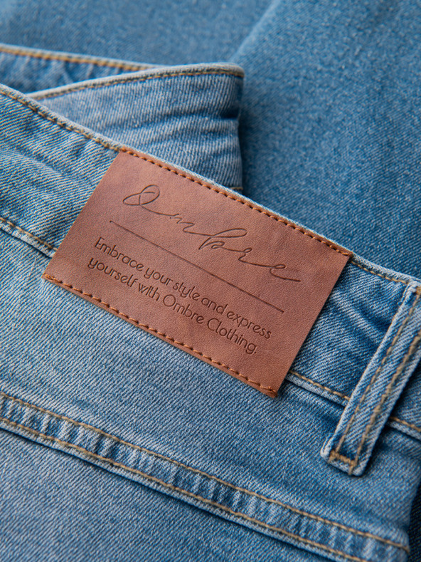 Ombre Clothing Muške traper hlače SLIM FIT s prslinama - svetlo plave V1 OM-PADP-0255 Ombre Clothing