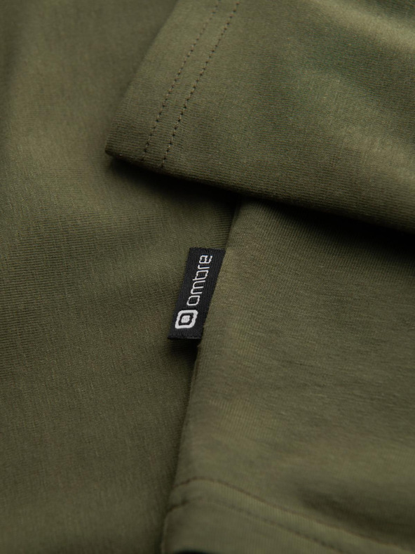 Ombre Clothing Muški roletom s dugim rukavima - tamno maslinasto zelena V4 OM-LSCL-0130 Ombre Clothing