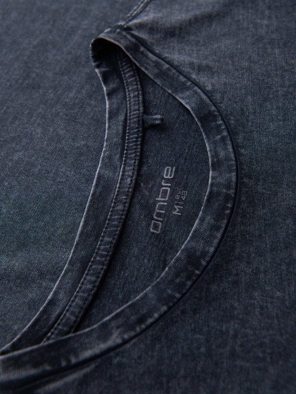 Ombre Clothing Muška majica s efektom pranja - tamno plava V2 OM-TSWT-0116 Ombre Clothing