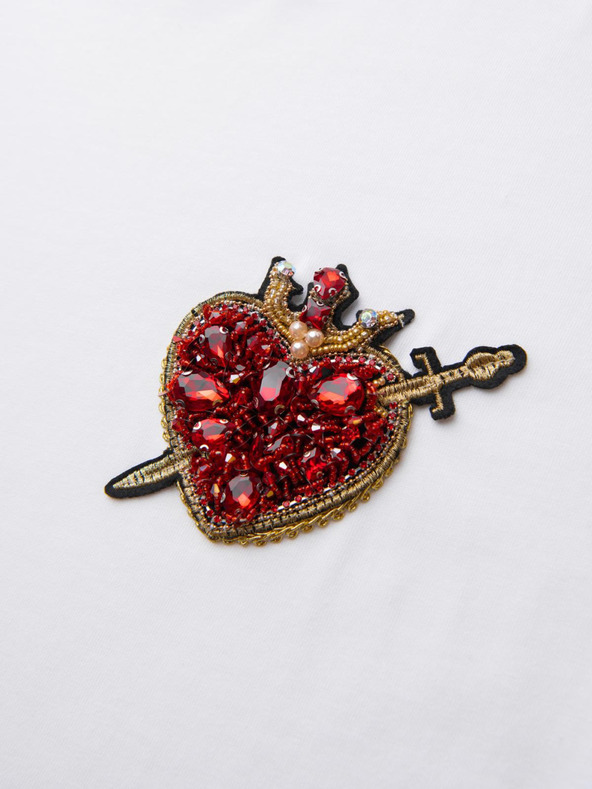 Ombre Clothing Muška pamučna majica s aplikacijom nakita na prsima - kremasto bijela V2 OM-TSCT-0290 Ombre Clothing