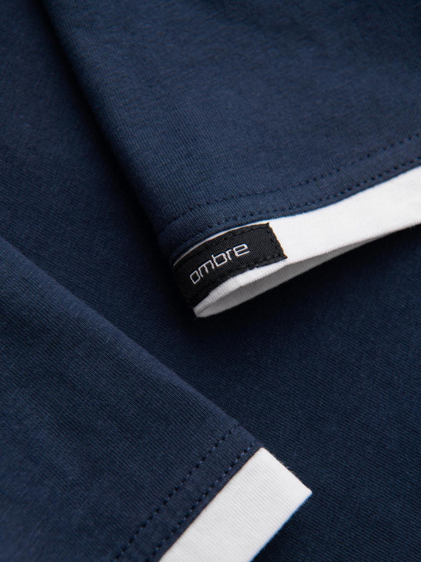 Ombre Clothing Muška pamučna majica s kapuljačom - tamno plava V4 OM-TSCT-0256 Ombre Clothing