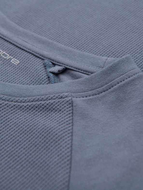 Ombre Clothing Muška pamučna majica s dugim rukavima vafelnoga pletenja i džepovima - tamnoplava tkanina V8 OM-LSCL-0109 Ombre Clothing