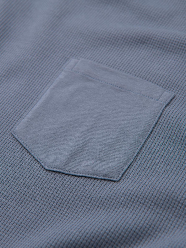 Ombre Clothing Muška pamučna majica s dugim rukavima vafelnoga pletenja i džepovima - tamnoplava tkanina V8 OM-LSCL-0109 Ombre Clothing