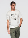 Ombre Clothing Muška pamučna majica s zanimljivim printom na prsima - bijela V2 OM-TSPT-0261 Ombre Clothing