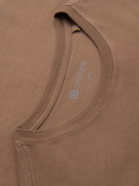 Ombre Clothing Muška majica s urbanim printom i dugim rukavima - svijetlo smeđa V1 OM-LSPT-0131 Ombre Clothing