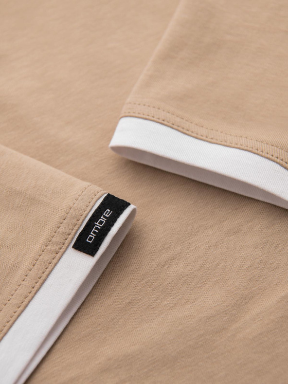 Ombre Clothing Muška pamučna majica s kapuljačom - bež V5 OM-TSCT-0256 Ombre Clothing