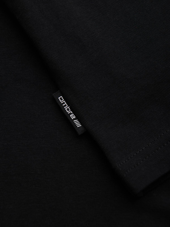 Ombre Clothing Muška pamučna majica s dugim rukavima i okruglim vratom - crna V2 OM-LSPT-0136 Ombre Clothing