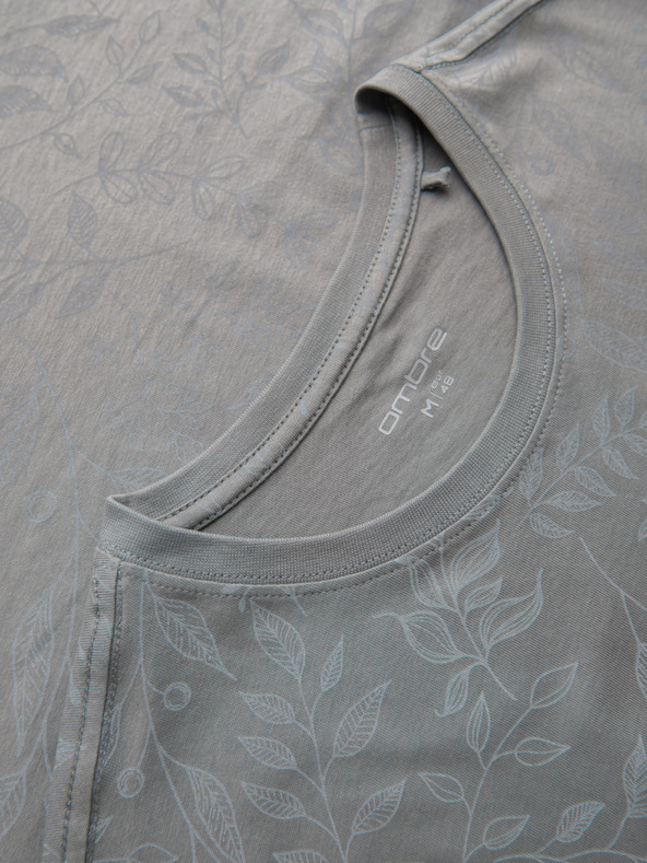 Ombre Clothing Muška pamučna majica s cvjetnim printom - siva V3 OM-TSFP-0262 Ombre Clothing