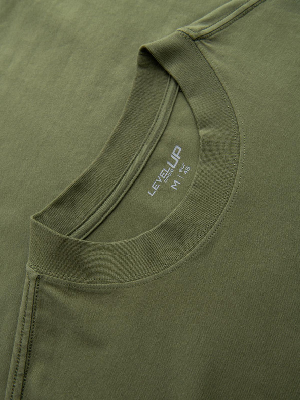 Ombre Clothing Muška pamučna majica LOOSE FIT s okruglim vratom - tamno maslinasto zelena V8 OM-TSBC-0267 Ombre Clothing