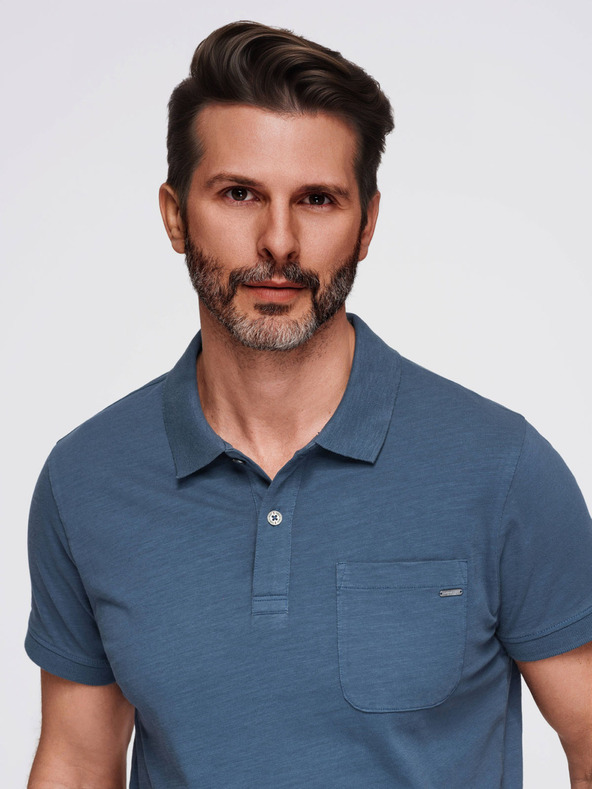 Ombre Clothing Muška polo majica s dekorativnim gumbima - tamno plava V8 S1744 Ombre Clothing