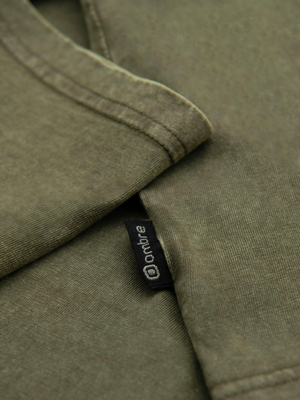 Ombre Clothing Muška majica s efektom pranja - maslinasto zelena V4 OM-TSWT-0116 Ombre Clothing