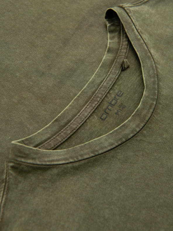 Ombre Clothing Muška majica s efektom pranja - maslinasto zelena V4 OM-TSWT-0116 Ombre Clothing