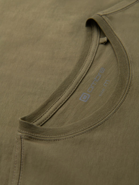 Ombre Clothing Muška majica s urbanim printom i dugim rukavima - maslinasto zelena V1 OM-LSPT-0131 Ombre Clothing