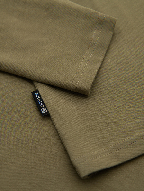 Ombre Clothing Muška majica s urbanim printom i dugim rukavima - maslinasto zelena V1 OM-LSPT-0131 Ombre Clothing