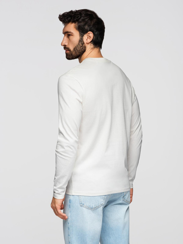Ombre Clothing Muška pamučna majica s dugim rukavima i okruglim vratom - bijela V3 OM-LSPT-0136 Ombre Clothing