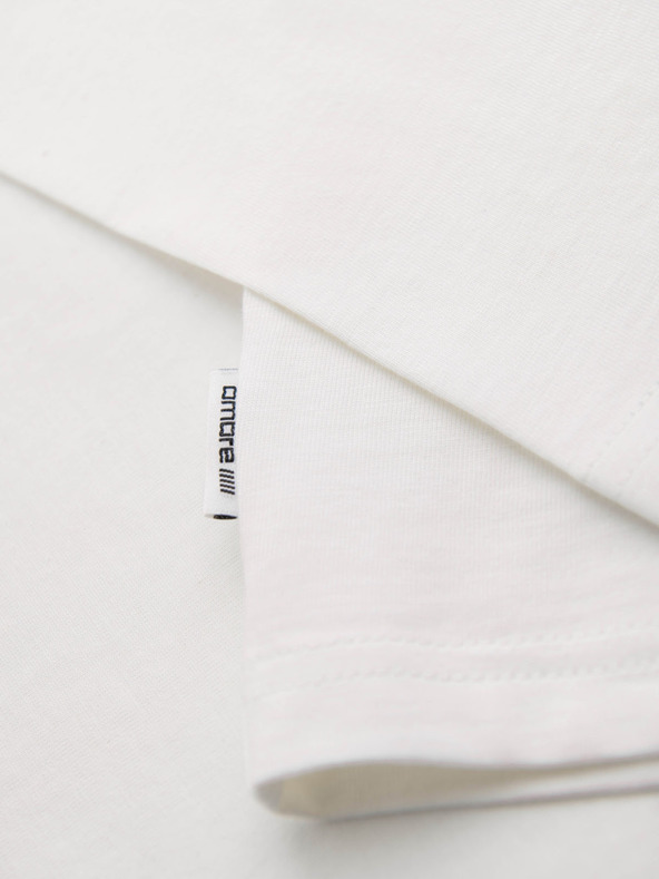 Ombre Clothing Muška pamučna majica s dugim rukavima i okruglim vratom - bijela V3 OM-LSPT-0136 Ombre Clothing