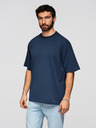 Ombre Clothing Muška pamučna majica LOOSE FIT s okruglim vratom - tamno plava V9 OM-TSBC-0267 Ombre Clothing