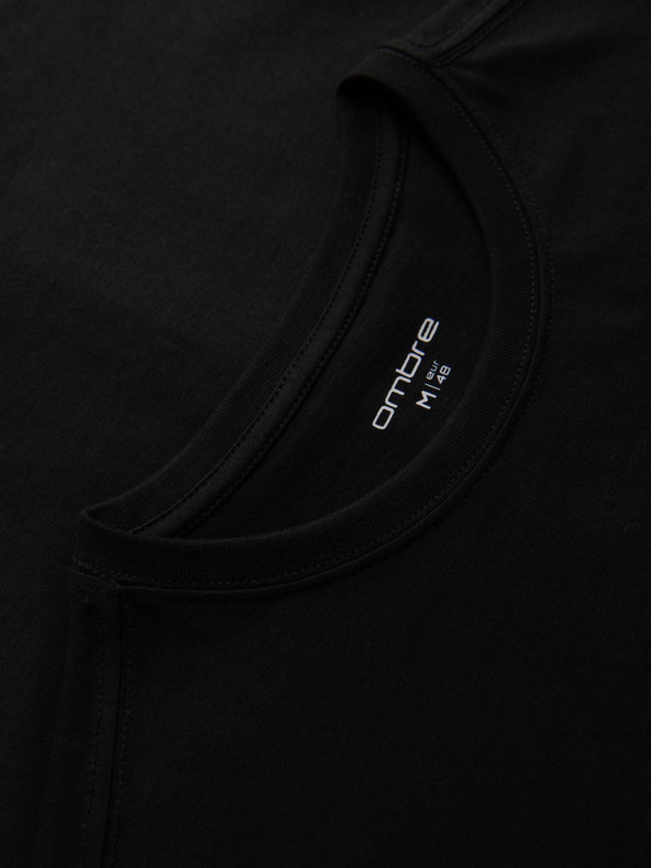 Ombre Clothing Muška majica s vezom na prsima - crna V1 OM-TSPT-0248 Ombre Clothing