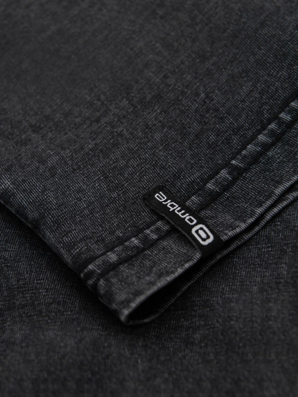 Ombre Clothing Muška majica s efektom pranja i gumbima kod vrata - crna V1 OM-TSWT-0150 Ombre Clothing