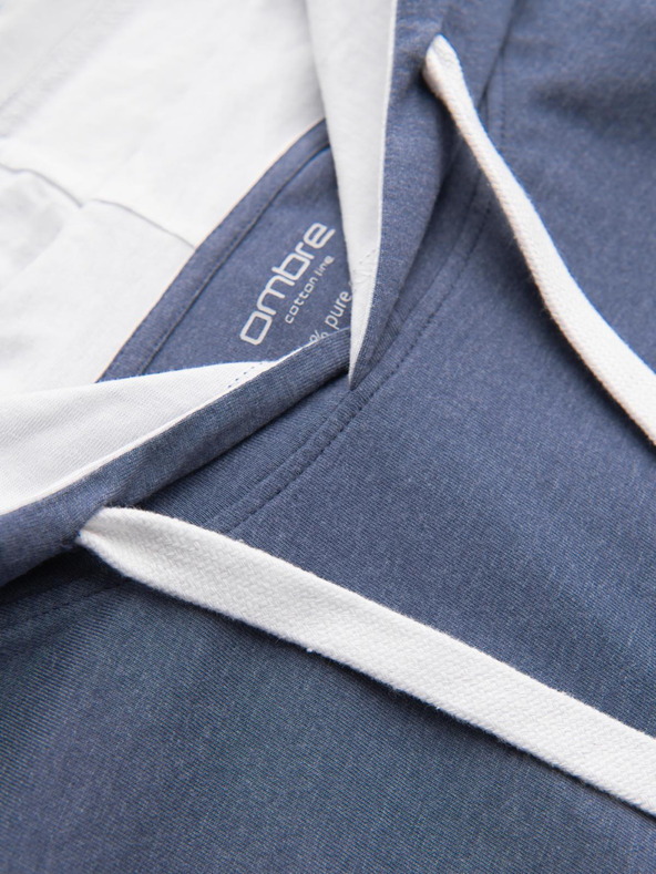 Ombre Clothing Muška pamučna majica s kapuljačom - tamno plava melanž V12 OM-TSCT-0256 Ombre Clothing