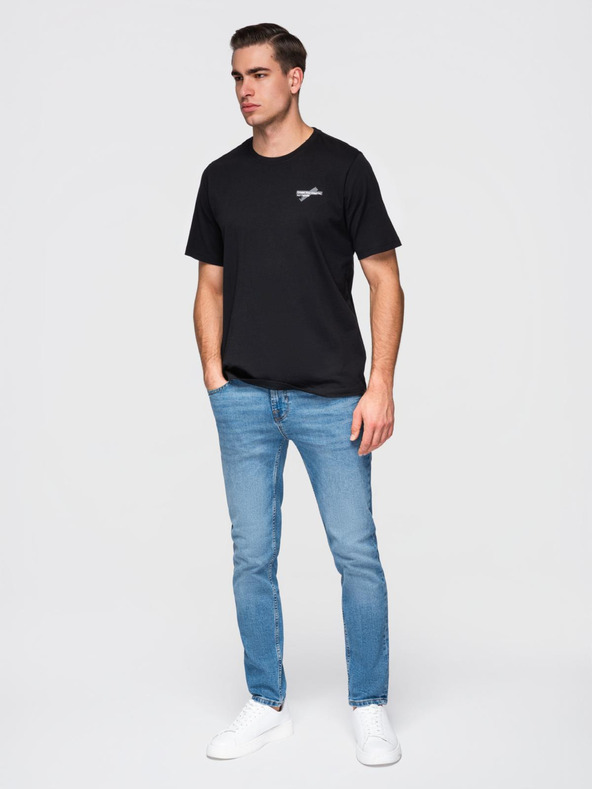 Ombre Clothing Muška majica s malim otistkom na prsima - crna V2 OM-TSPT-0258 Ombre Clothing