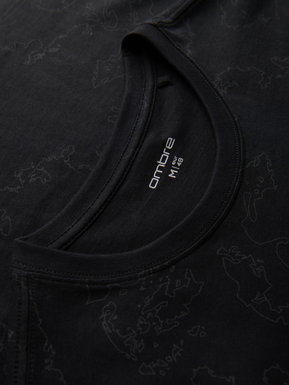 Ombre Clothing Muška pamučna majica s cijeloplošnim otistkom i natpisom "ombre" na prsima - crna V1 OM-TSFP-0263 Ombre Clothing