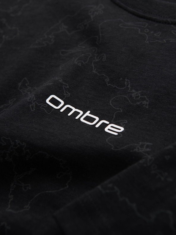 Ombre Clothing Muška pamučna majica s cijeloplošnim otistkom i natpisom "ombre" na prsima - crna V1 OM-TSFP-0263 Ombre Clothing