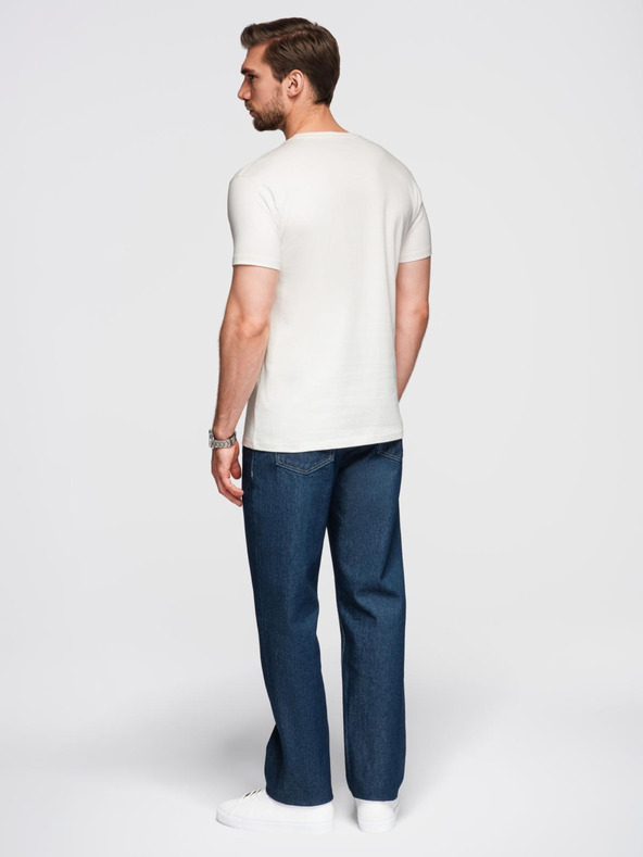 Ombre Clothing Muška majica sa vezom na prsima - bijela V2 OM-TSPT-0248 Ombre Clothing