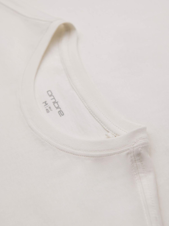 Ombre Clothing Muška majica sa vezom na prsima - bijela V2 OM-TSPT-0248 Ombre Clothing