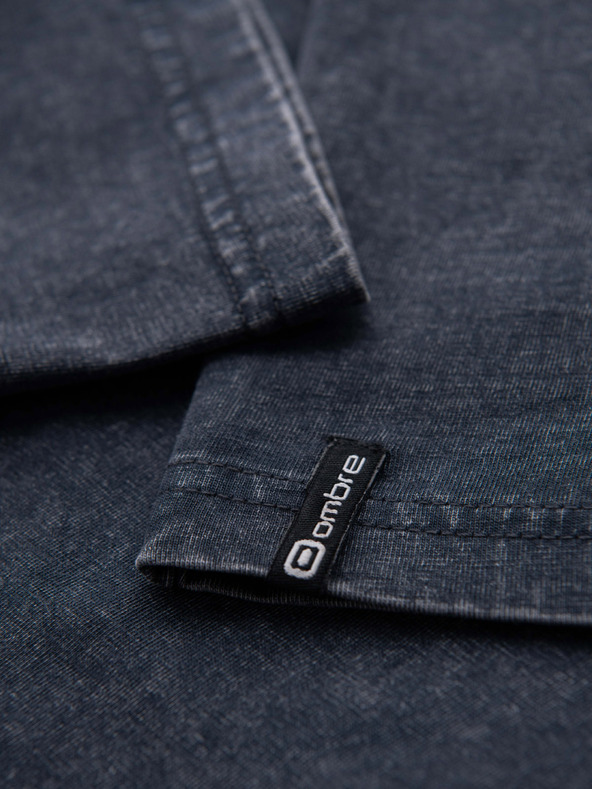 Ombre Clothing Muška majica sa efektom pranja i gumbima kod izreza - tamno plava V2 OM-TSWT-0150 Ombre Clothing