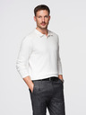 Ombre Clothing Muški polo pulover sa vezom na prsima - bijeli V2 OM-POLS-0140 Ombre Clothing