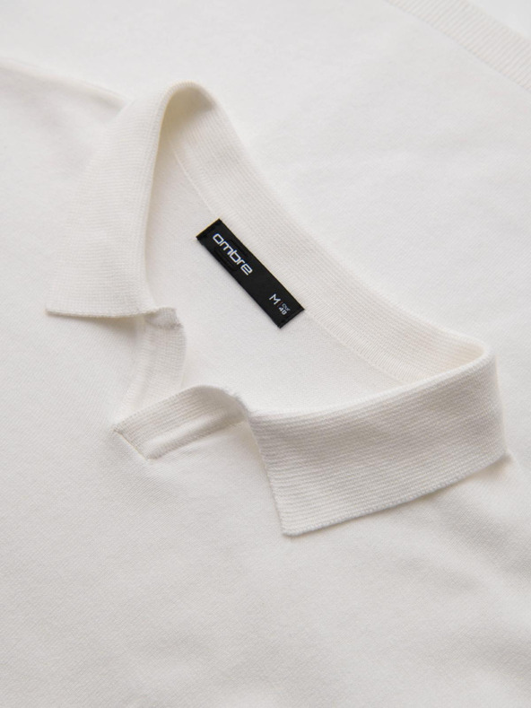 Ombre Clothing Muški polo pulover sa vezom na prsima - bijeli V2 OM-POLS-0140 Ombre Clothing