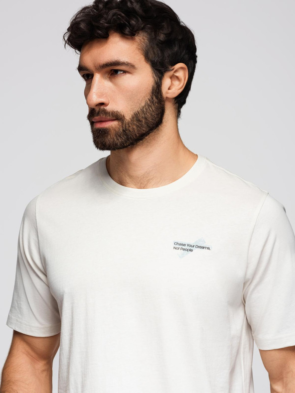 Ombre Clothing Muška majica sa malim printom na prsima - bijela V3 OM-TSPT-0258 Ombre Clothing