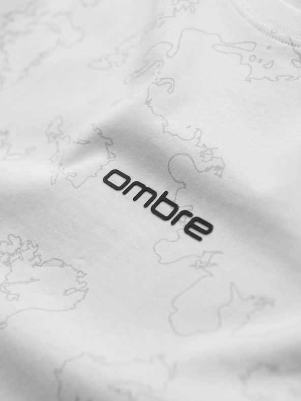 Ombre Clothing Muška pamučna majica sa sveopćim printom i natpisom "ombre" na prsima - bijela V2 OM-TSFP-0263 Ombre Clothing