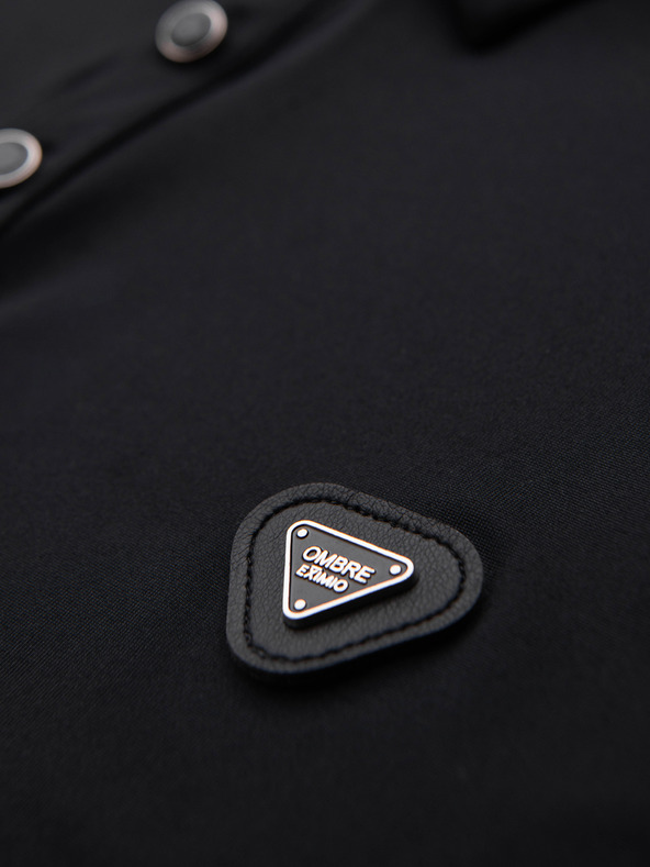 Ombre Clothing Polo majica sa dugim rukavima i elegantnim markiranim gumbima - crna V1 OM-POLS-0139 Ombre Clothing