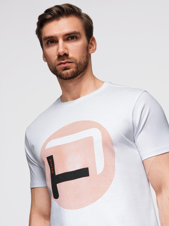 Ombre Clothing Muška majica sa velikim printom - bijela V1 OM-TSPT-0245 Ombre Clothing