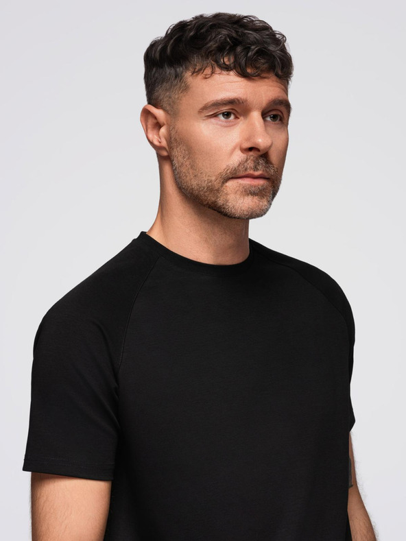 Ombre Clothing Muška majica COMFORT FIT sa raglan rukavima - crna V2 OM-TSCT-0240 Ombre Clothing