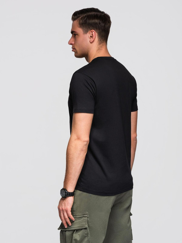 Ombre Clothing Muška pamučna majica sa geometrijskim printom - crna V1 OM-TSPT-0260 Ombre Clothing