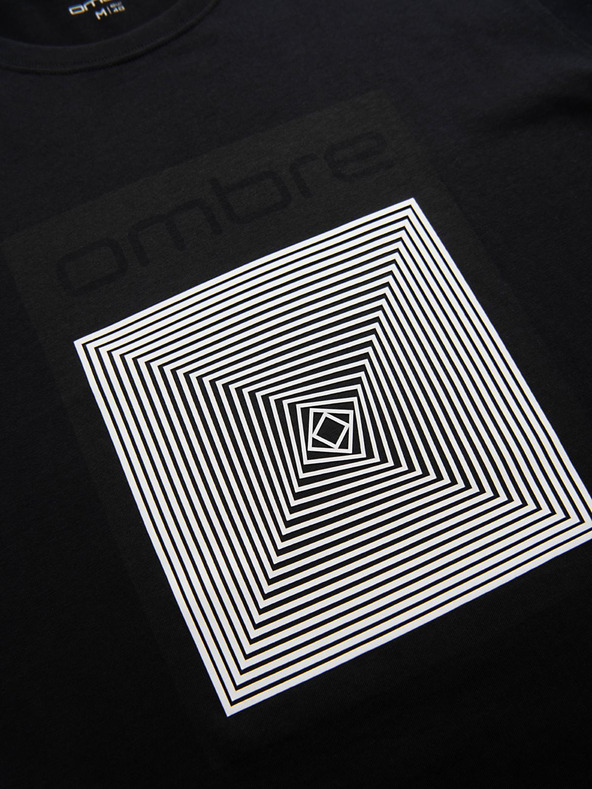 Ombre Clothing Muška pamučna majica sa geometrijskim printom - crna V1 OM-TSPT-0260 Ombre Clothing