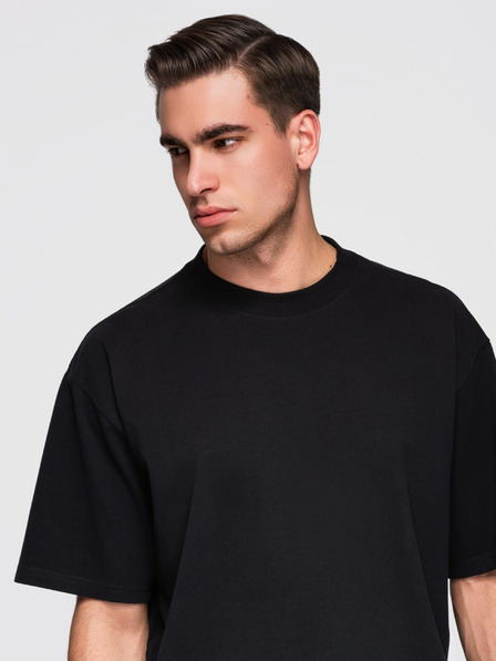 Ombre Clothing Muška pamučna majica LOOSE FIT sa okruglim izrezom - crna V1 OM-TSBC-0267 Ombre Clothing