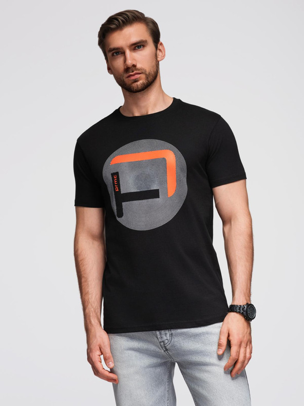 Ombre Clothing Muška majica sa velikim printom - crna V2 OM-TSPT-0245 Ombre Clothing