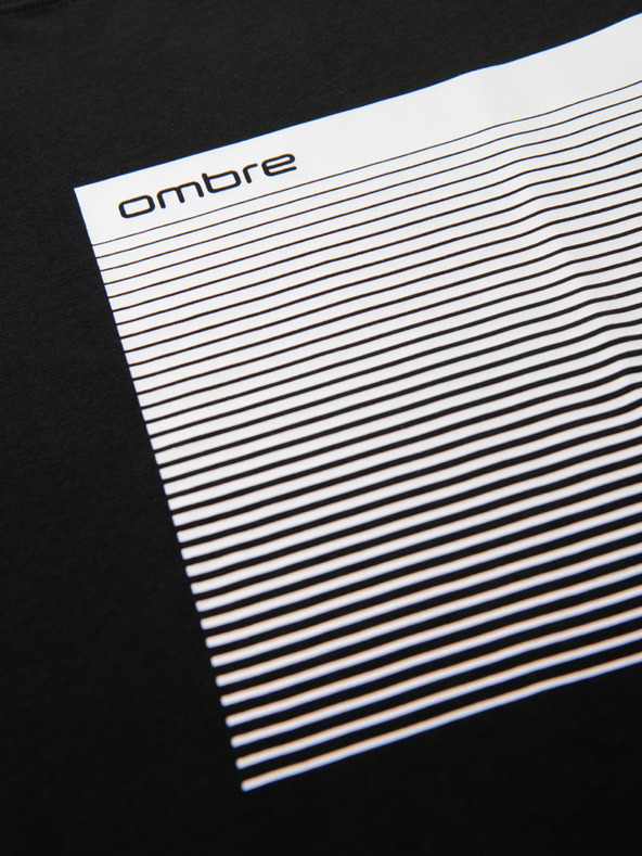 Ombre Clothing Muška pamučna majica sa grafičkim printom - crna V2 OM-TSPT-0246 Ombre Clothing