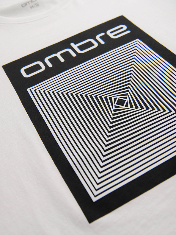Ombre Clothing Muška pamučna majica sa geometrijskim printom - bijela V2 OM-TSPT-0260 Ombre Clothing