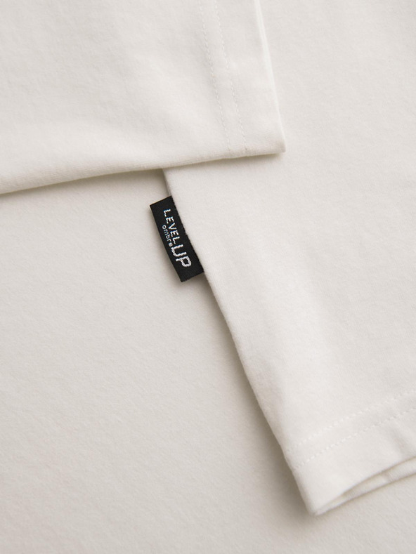 Ombre Clothing Muška pamučna majica LOOSE FIT sa okruglim izrezom - krem V2 OM-TSBC-0267 Ombre Clothing