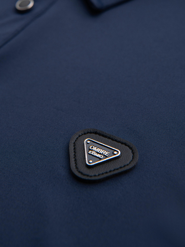 Ombre Clothing Polo majica sa dugim rukavima i elegantnim markiranim gumbima - tamno plava V3 OM-POLS-0139 Ombre Clothing
