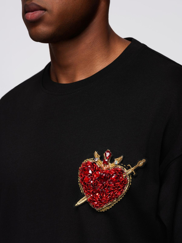 Ombre Clothing Muška pamučna majica sa aplikacijom nakita na prsima - crna V1 OM-TSCT-0290 Ombre Clothing