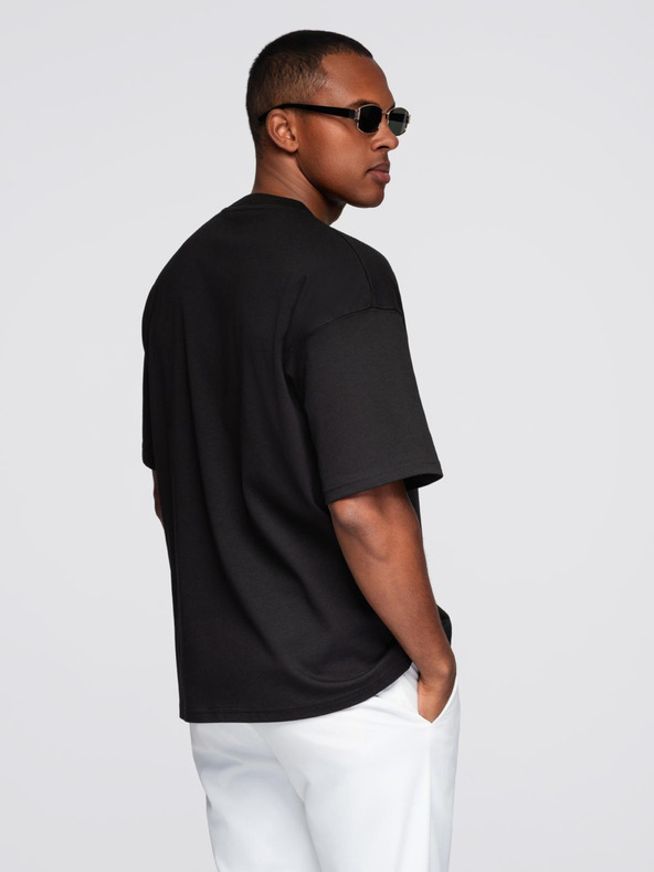 Ombre Clothing Muška pamučna majica sa aplikacijom nakita na prsima - crna V1 OM-TSCT-0290 Ombre Clothing