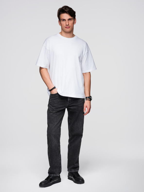 Ombre Clothing Muška pamučna majica sa šljokičastim motivom krila na leđima - bijela V2 OM-TSCT-0289 Ombre Clothing