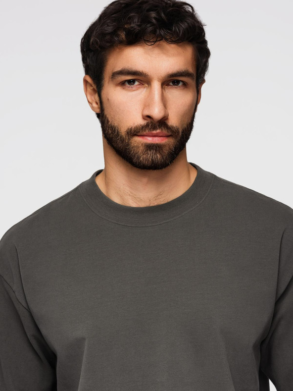 Ombre Clothing Muška pamučna majica LOOSE FIT s okruglim vratom - sivozelena V3 OM-TSBC-0267 Ombre Clothing